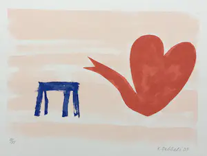 Klaas Gubbels - ‘Hartenkan met tafel’ - zeefdruk - 2005 - oplage XX kopen? Bied vanaf 295!