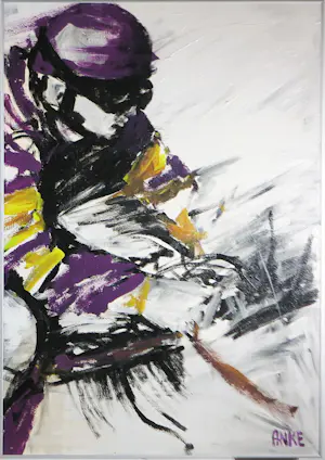 Anke Peddemors - Acryl op paneel, Tweeluik, Jockey rijder - Ingelijst kaufen? Bieten Sie von 50!