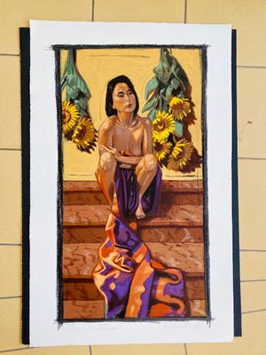 Nico Vrielink - Jean met zonnebloemen (groot) kopen? Bied vanaf 75!