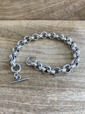 Zilveren jasseron schakelarmband met kapittelstok sluiting kopen? Bied vanaf 49!