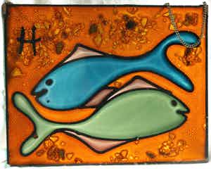 Niet of onleesbaar gesigneerd - Raamhanger , Vissen – oud verkocht voor € 1!