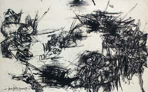 Theo Wolvecamp - abstracte inkttekening (collectie Hans en Alice de Jong) verkocht voor € 595!