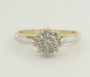 14K Goud - bicolour gouden ring bezet met diamanten - ringmaat 18.5 (58) kopen? Bied vanaf 200!