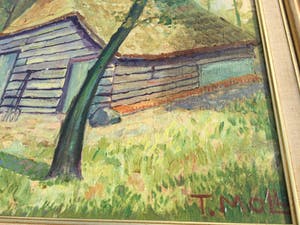 Tijmen Moll - Boerenschuur in Goois landschap | olieverf schilderij (ingelijst) kopen? Bied vanaf 115!