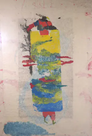 Aliza Thomas - Monoprint, Evasion/ The guardian angel - Ingelijst (Zeer groot) kopen? Bied vanaf 1!