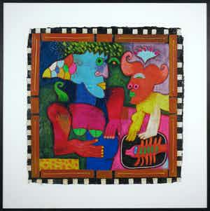 Clemens Briels - Zeefdruk, Habla ambas ... - Ingelijst (Groot) verkocht voor € 80!