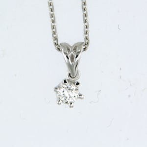 14K Goud - witgouden solitairhanger 0.10 ct. met collier kopen? Bied vanaf 150!