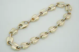 68 - Aparte 14Krt bicolor gouden unisex armband -  fantasie schakel - gekeurd kopen? Bied vanaf 480!