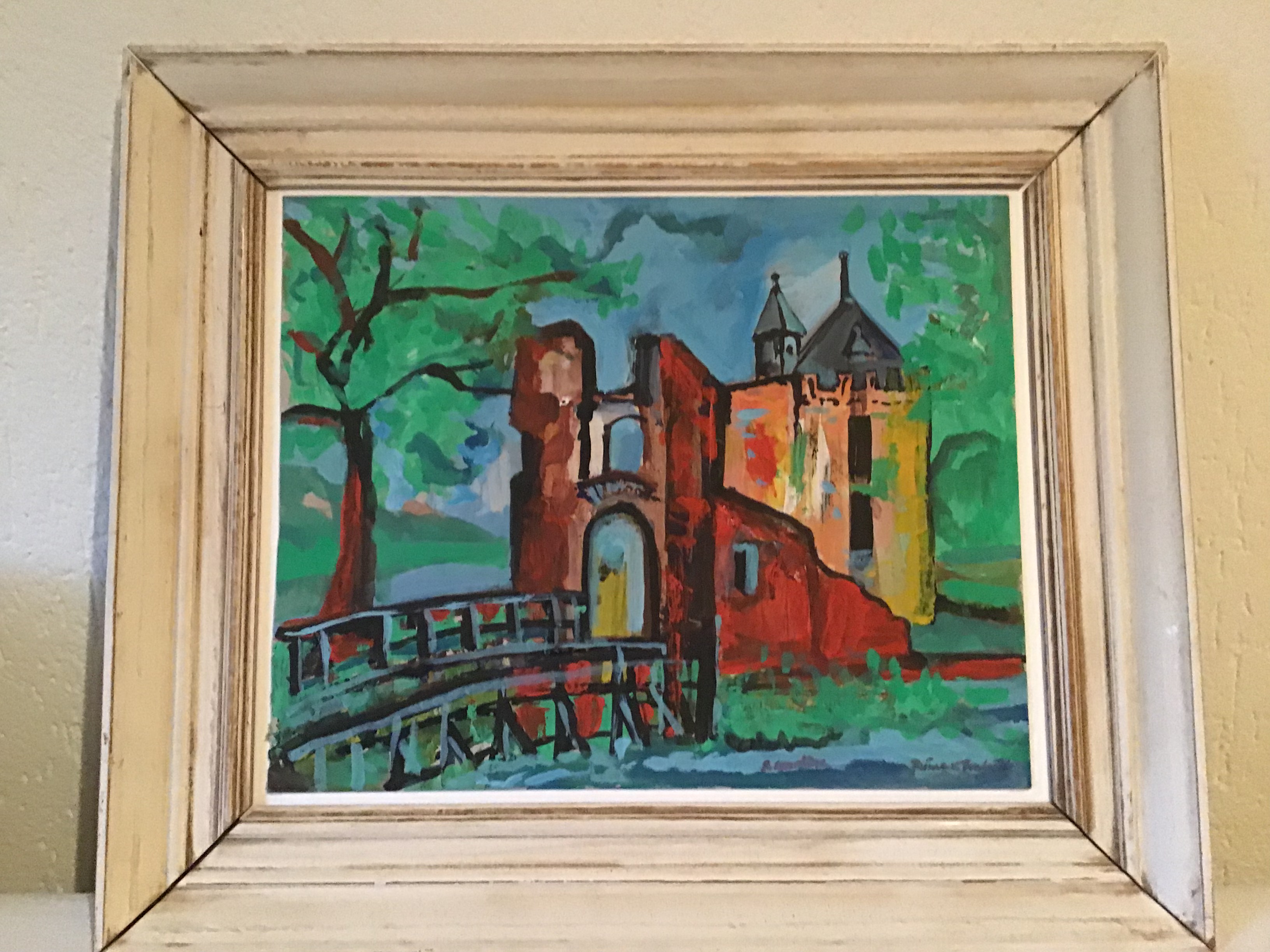 Ruud Cornelisse - Ruine van Brederode, Olieverf op karton verkocht voor € 45!