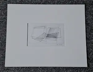 Henk van Trigt - in 2001 gemaakte geometrische potloodtekening - figuren - gesigneerd kopen? Bied vanaf 65!