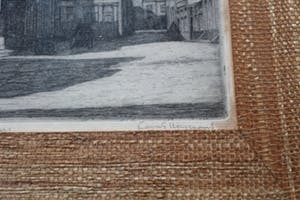 Louis Heijmans - ingelijste ets: Lange Jan te Middelburg kopen? Bied vanaf 49!