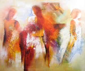 Wil Lof - Giclée op doek, Ontmoetingen II (Groot) verkocht voor € 1!