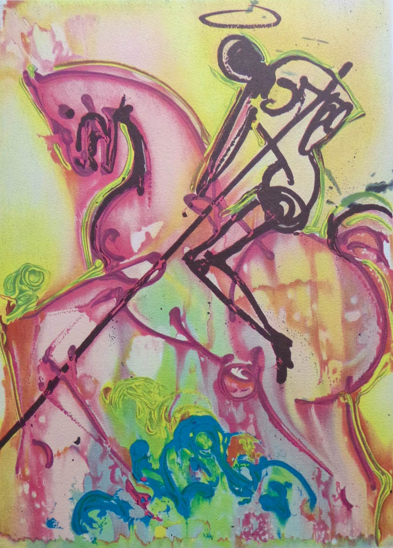 Salvador Dali - LES CHEVAUX DE DALI / KLEURLITHO / 56x36cm / DROOGSTEMPEL / 1983 kopen? Bied vanaf 45!