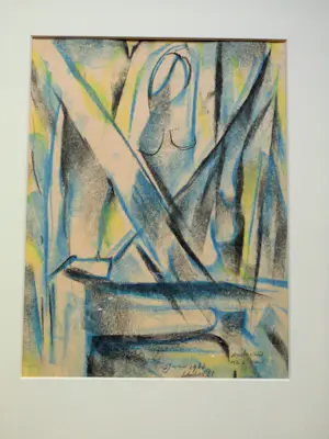 Chris Le Roy - Pastel/Krijt - Vrouw in het woud kopen? Bied vanaf 65!