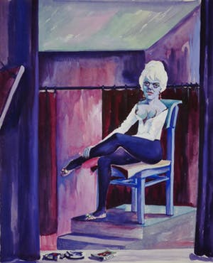 Henk Koekkoek - Zittende vrouw in paarse omgeving. kopen? Bied vanaf 35!