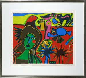 Corneille - Zeefdruk, Sentimental Journey - Ingelijst verkocht voor € 200!