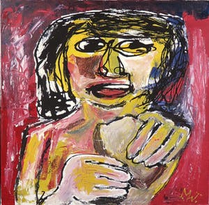 Martin van Wordragen - Olieverf op doek, Etende Indiaanse - Ingelijst kopen? Bied vanaf 200!