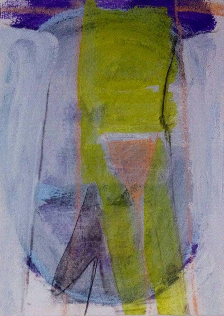 Peter van den Akker - Abstract - Gemengde techniek op papier, In lijst achter glas verkocht voor € 40!