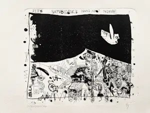 AcheterHan Bennink - in 1964 gemaakte monochrome reliëf ets + aquatint - zeer? Enchérissez de 38!