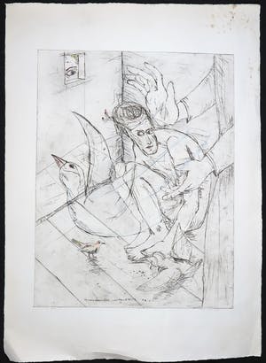 Henk Visch - Handgekleurde ets, De onmiddelijke confrontatie met kopen? Bied vanaf 1!