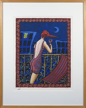 Jacques Tange - Zeefdruk, Blue Moon - Ingelijst kopen? Bied vanaf 50!
