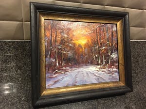 Nanne Balyon - Landschap met bomen en zon kopen? Bied vanaf 85!