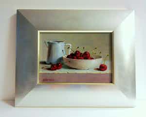 Hans Habraken - stilleven met kan, schaal met kersen verkocht voor € 274!