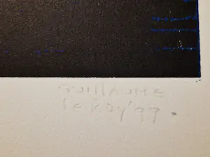Guillaume Le Roy - grote - 1999 - E.A. kleuren lithografie met persoonl. opdracht "voor Rimi" kopen? Bied vanaf 56!