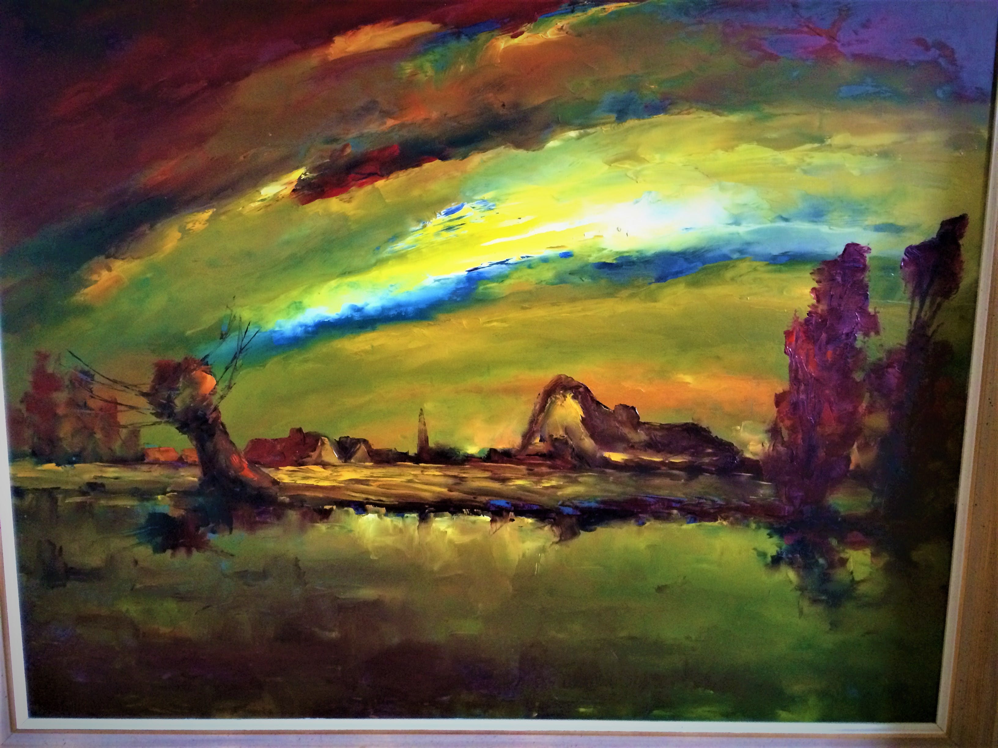 Leo Jordaens - Groot expressief kleurrijk landschap kopen? Bied vanaf 275!