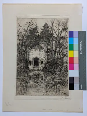 Willem de Zwart - 1896 - Ruïne aan een vijver (Lage Vuursche) kopen? Bied vanaf 30!
