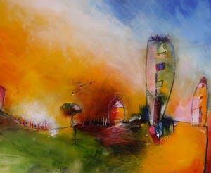 Martiene Raven - Acryl op doek, De nieuwe wereld I kopen? Bied vanaf 200!