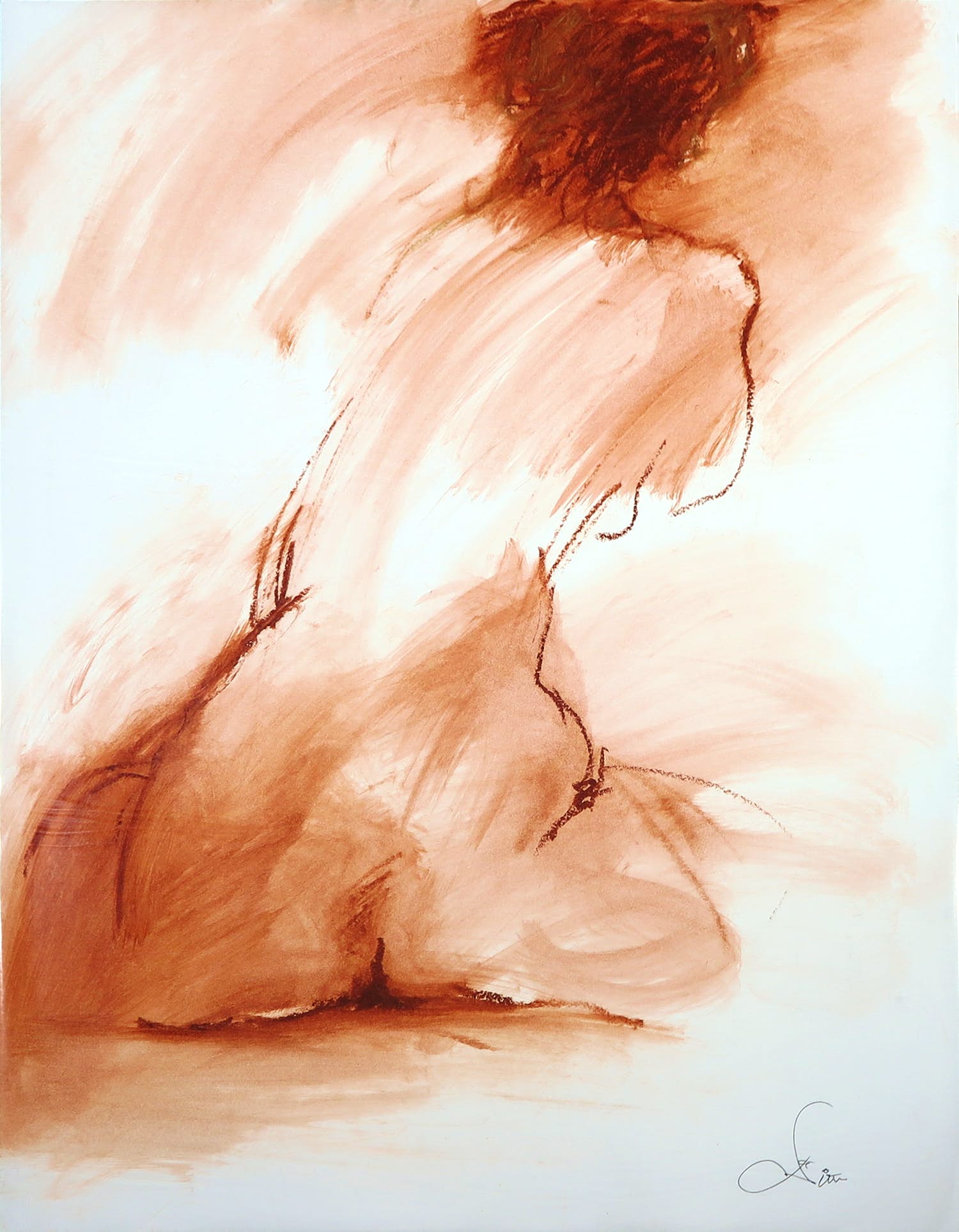 Franscz Witte - Gemengde techniek op papier, Zittend naakt kopen? Bied vanaf 1!