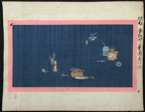 Niet of onleesbaar gesigneerd - Waterverf op zijde, Lot van twee penseeltekeningen kopen? Bied vanaf 1!