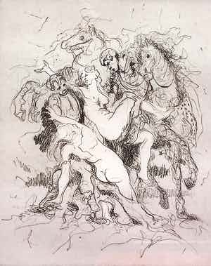 Ronald Tolman - Roof der Sabijnse maagden, aquatint ets (mooi ingelijst) verkocht voor € 100!