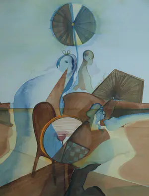 Edwin Engels - Ingelijste aquarel , Landschap – 1975 – Lijst, 97 x 68 cm. kopen? Bied vanaf 60!