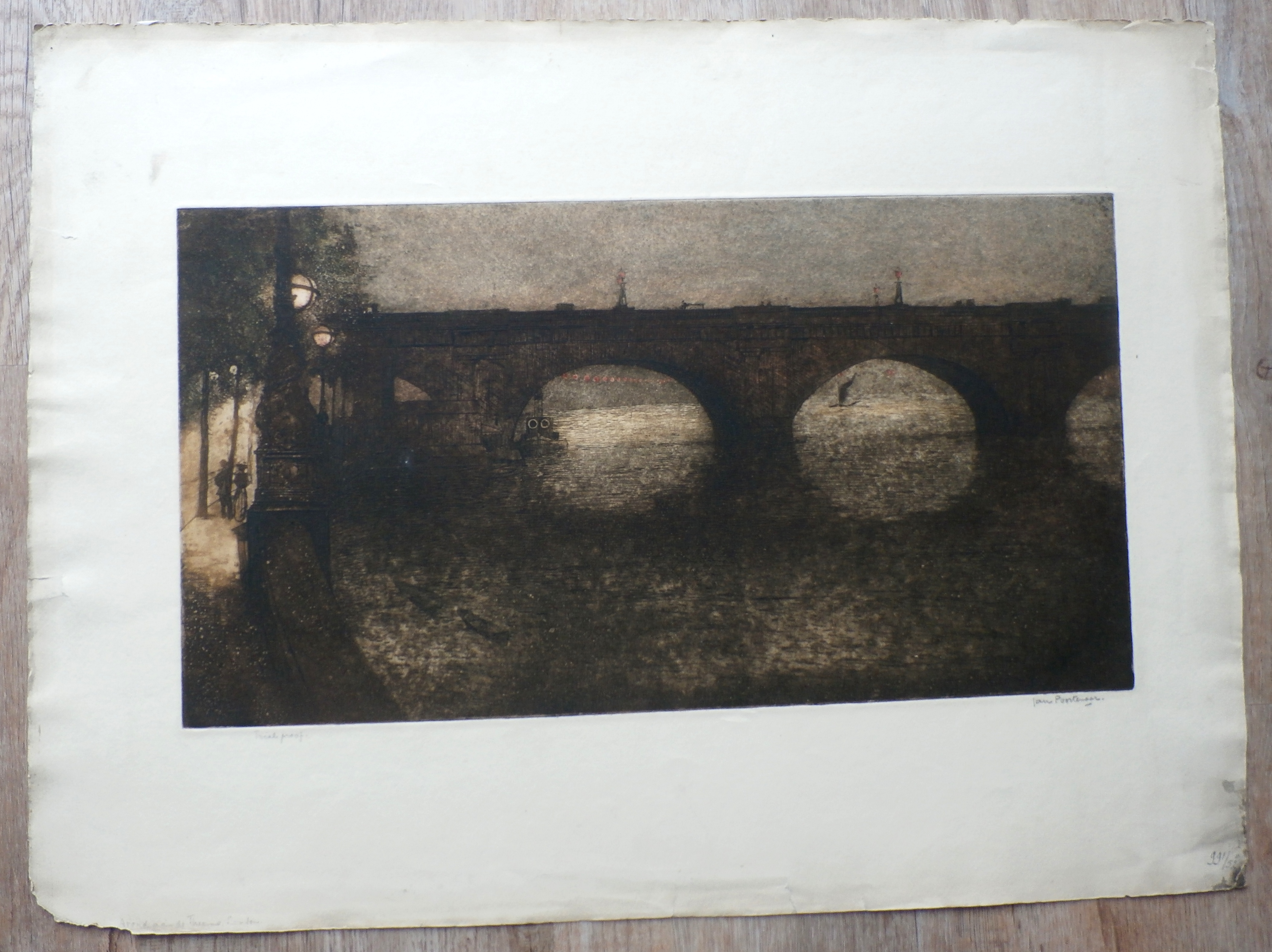 Jan Poortenaar - Ets: Avond aan de Theems, Londen kopen? Bied vanaf 40!