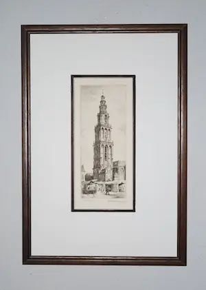 Hendrikus Roodenburg - Martinitoren Groningen - ingelijste ets kopen? Bied vanaf 45!