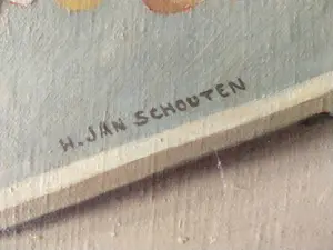 Jan Schouten - Realistisch stilleven met kunstenaarsattributen kopen? Bied vanaf 400!