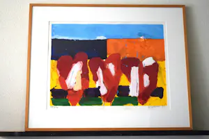 Jan Cremer - Zeefdruk - Tulpen 2 - Ingelijst - art glas kopen? Bied vanaf 340!