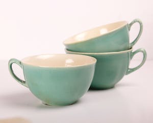 Plateelbakkerij Zuid-Holland - Groen art deco servies met floraal decor en oramentatie 1930's kopen? Bied vanaf 19!