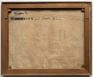 Wim Motz - Olieverf op doek | 'Houthaven van Stolk Rotterdam'| Eind jaren '50 kopen? Bied vanaf 1000!