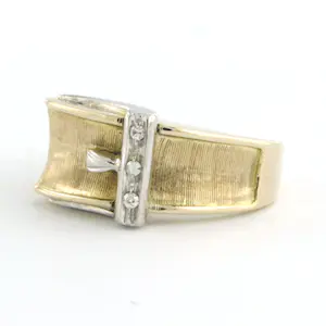 14k bicolor gouden ring bezet met single cut geslepen diamant tot. 0.02ct kopen? Bied vanaf 255!