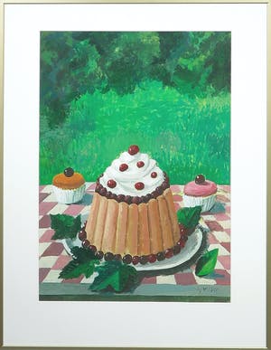 Hendrik Jan Visser - Acryl op papier, Zomerzoetigheid - Ingelijst kopen? Bied vanaf 35!