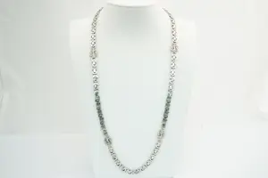 57 -  Lang (70cm) Surinaams 1e geh. zilveren Konings collier met mattenkloppers kopen? Bied vanaf 65!