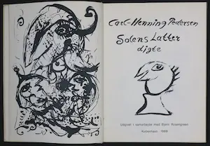Carl-Henning Pedersen - Gesigneerd boek met handgekleurde kaft, Solens Latter + houtsnede met handgeschreven uitnodiging kopen? Bied vanaf 1!
