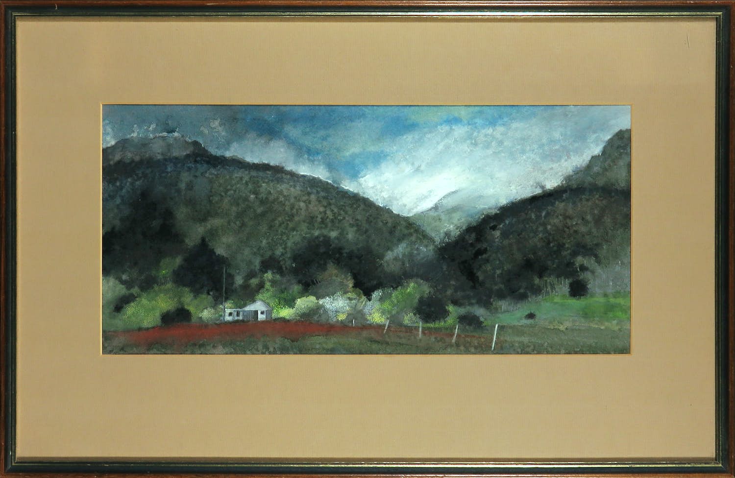 Jenny Boam-Young - Gemengde techniek, Rain near Poatina - Ingelijst verkocht voor € 35!