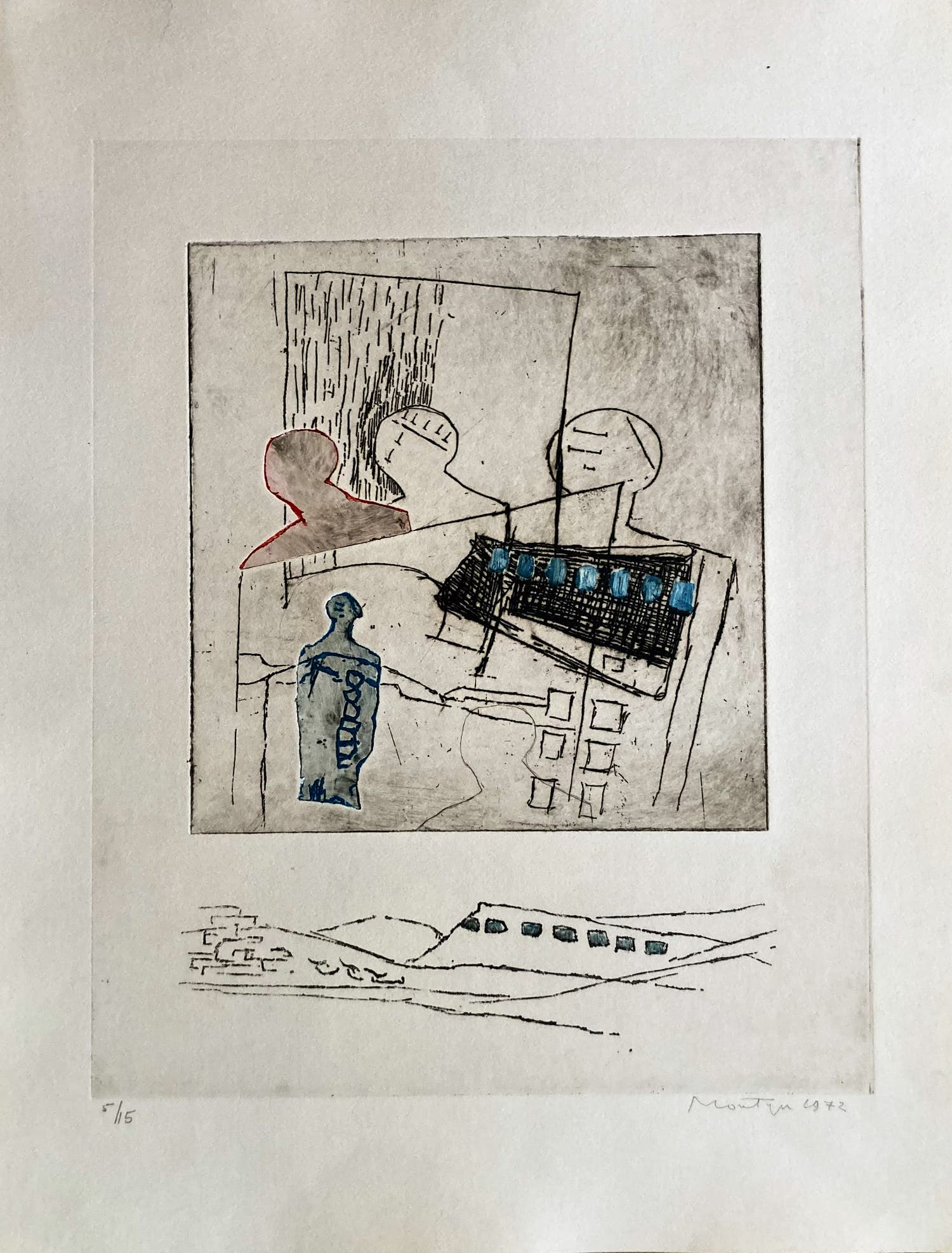 Jan Montyn - “Les Montagnettes” kleuren ets verkocht voor € 95!