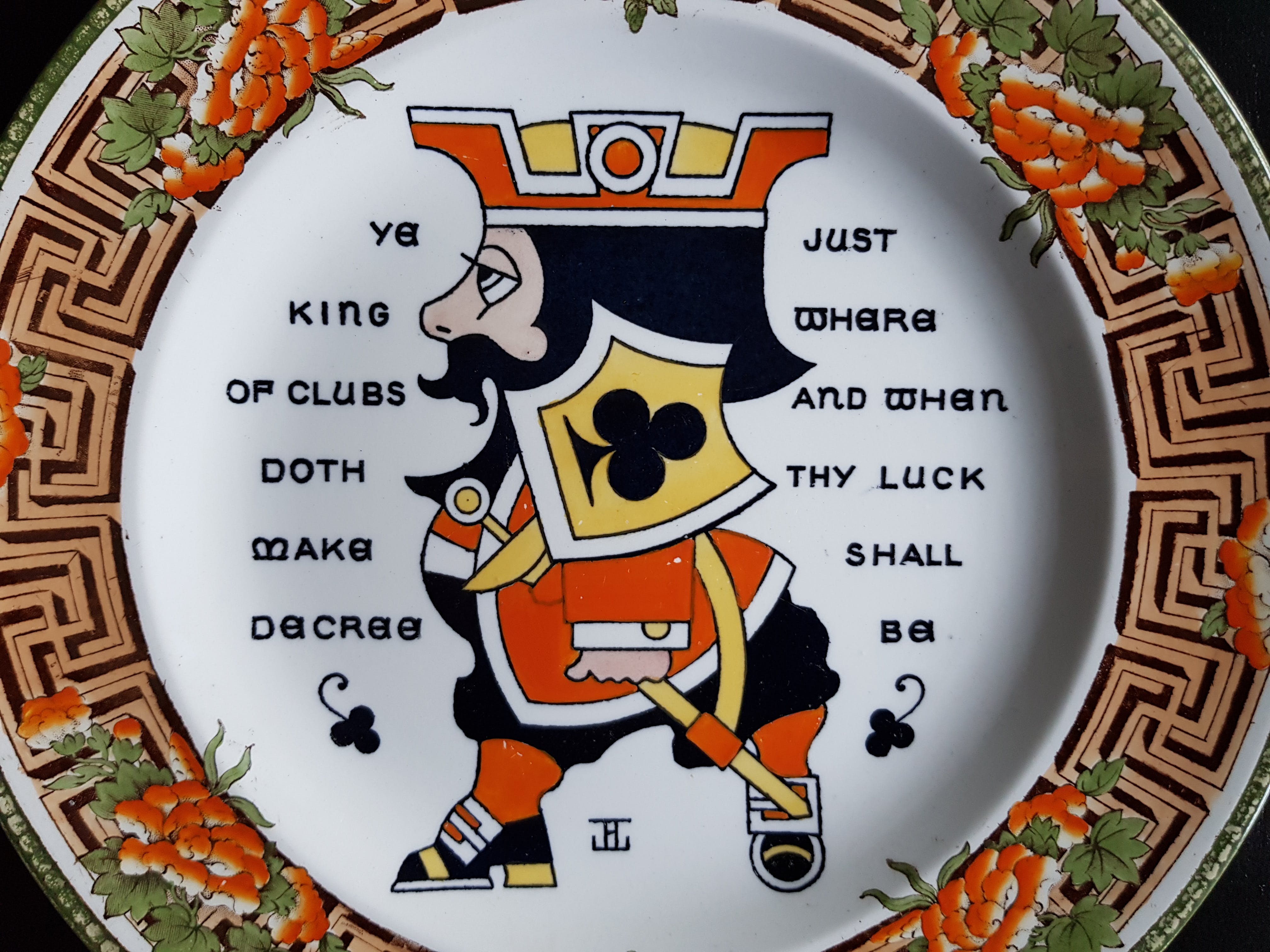 Wedgwood - King of Clubs Playing Cards Plate - Augustus L. Jansson 1909 verkocht voor € 1!