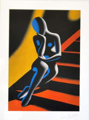 Mark Kostabi - Stairway ,gelb-orange verkocht voor € 50!