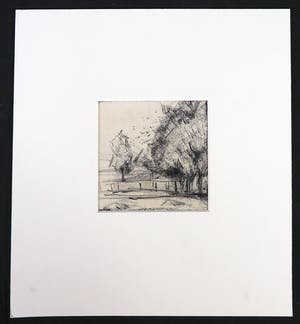 Wim Steijn - Krijttekening, Boslandschap kopen? Bied vanaf 1!